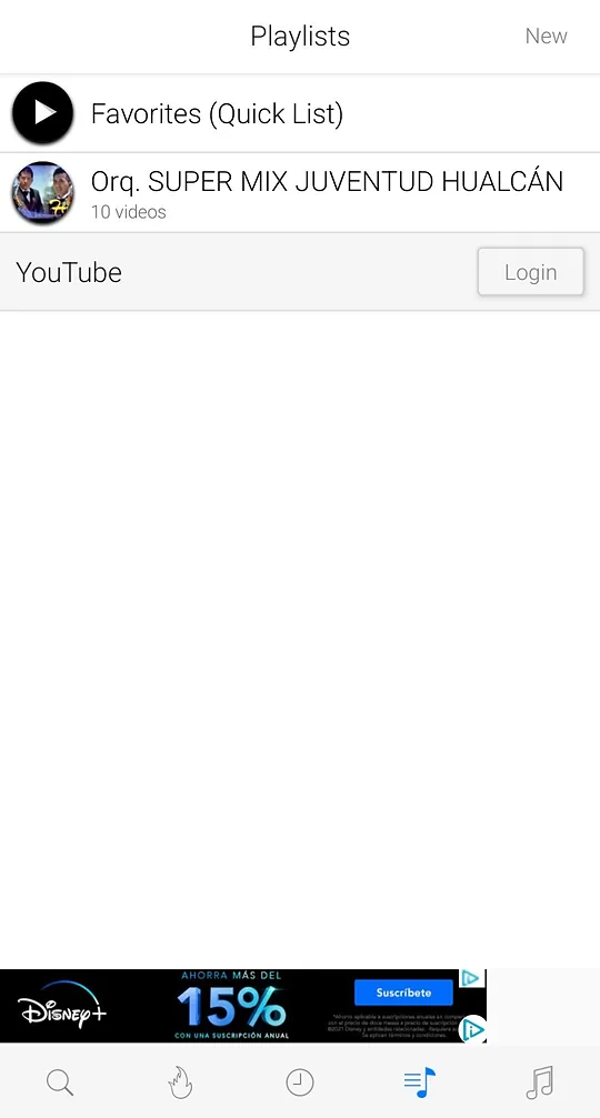 iTube playlists screen with a Favorites quick list and a custom playlist